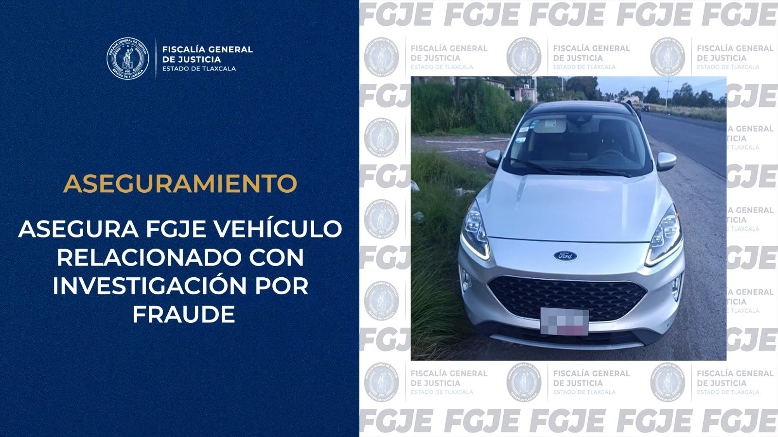 Asegura FGJE vehículo relacionado con investigación por fraude